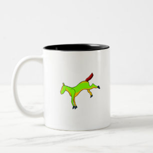 Rotes, grönes Pferd am Schwanz Zweifarbige Tasse