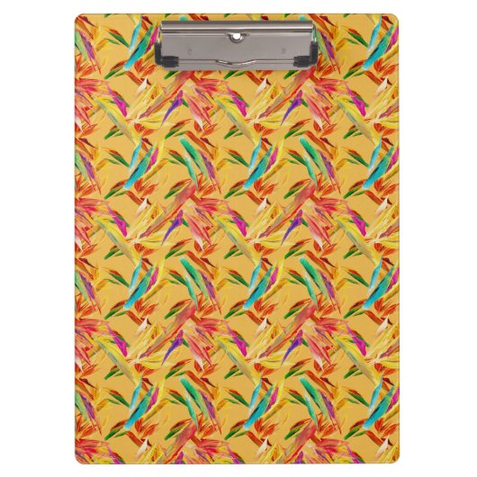 Rotes Grün Blau Lila Abstrakte Flora Klemmbrett (Vorderseite)