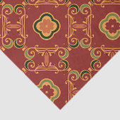 Rotes Grün Elegantes Vintages Barockmuster Seidenpapier (Ausschnitt)