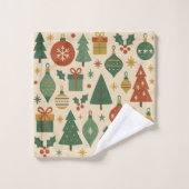 Rotes Grün Mitte Jahrhundert Moderner Urlaub Badhandtuch Set (Waschlappen)