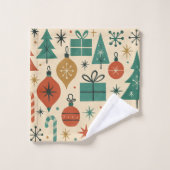 Rotes Grün Mitte Jahrhundert Moderner Urlaub Badhandtuch Set (Waschlappen)