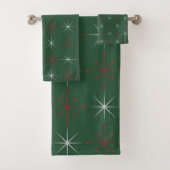 Rotes Grün Mitte Jahrhundert Moderner Urlaub Badhandtuch Set (Insitu)