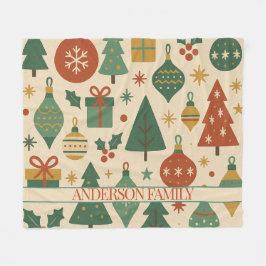 Rotes Grün Mitte Jahrhundert Moderner Urlaub Fleecedecke