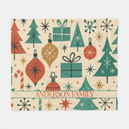 Rotes Grün Mitte Jahrhundert Moderner Urlaub Fleecedecke