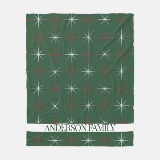 Rotes Grün Mitte Jahrhundert Moderner Urlaub Fleecedecke (Vorderseite)