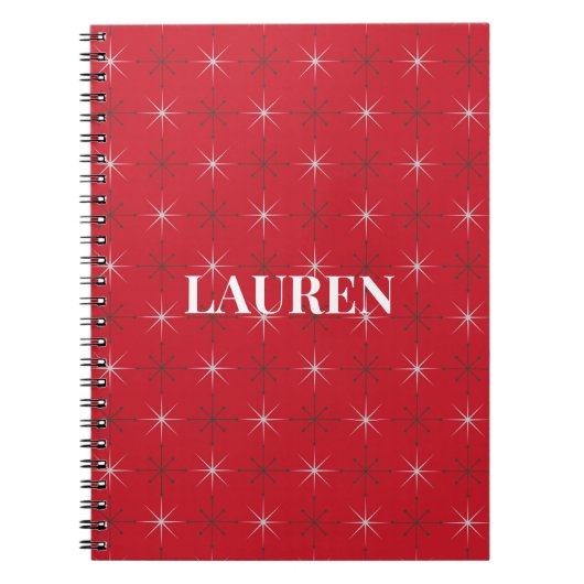 Rotes Grün Mitte Jahrhundert Moderner Urlaub Notizblock (Vorderseite)