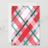 Rotes Grün Rosa Kariertes Weihnachtsfest Party Einladung (Rückseite)