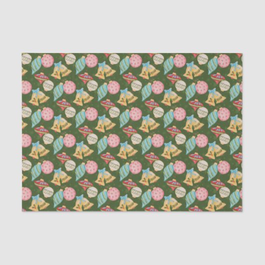 Rotes Grün Traditionelle Weihnachtsschmuck Glocken Seidenpapier (Vorderseite)