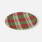 Rotes Grün Traditioneller Weihnachtsfeiertag Pappteller (Schrägansicht)