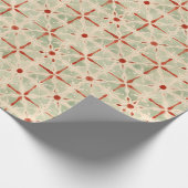 Rotes Grün- und Elfenbeinmuster Geschenkpapier (Ecke)