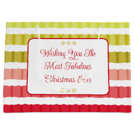 Rotes Grün und goldener Streifen wie Gemusterter U Große Geschenktüte