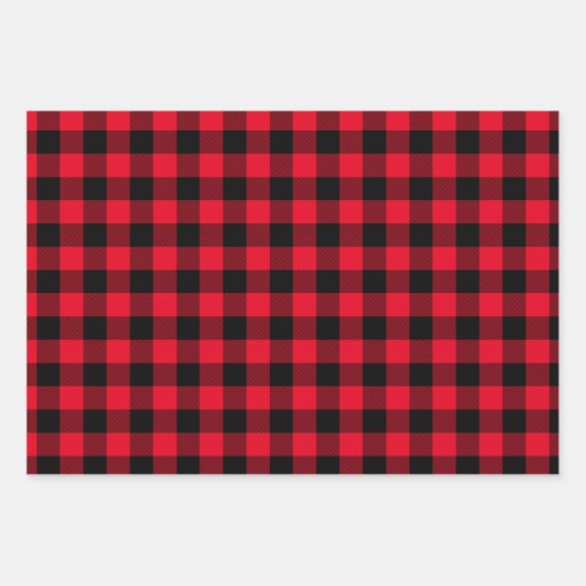 Rotes Grün und Weißes Buffalo Kariertes Weihnachts Geschenkpapier Set (Vorderseite 2)