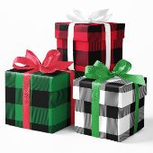 Rotes Grün und Weißes Buffalo Kariertes Weihnachts Geschenkpapier Set