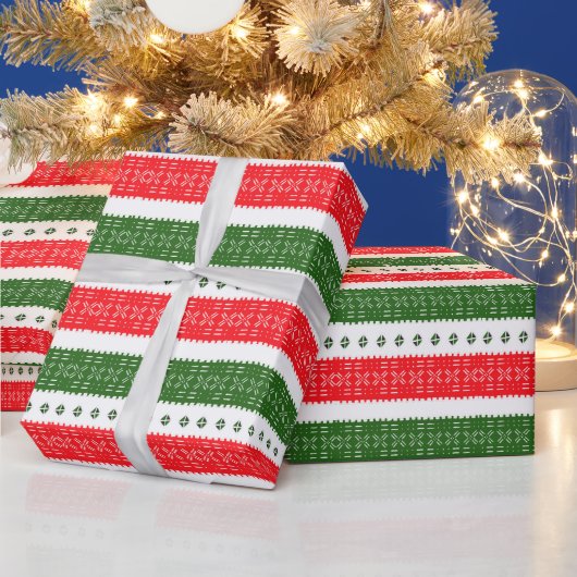 Rotes Grün und Weißtütenpapier Geschenkpapier (Feiertage)