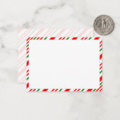 Rotes grün-weißes Candy-Cane-Weihnachtsmuster Blan Mitteilungskarte (Vorderseite/Rückseite Beispiel)