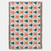 Rotes grünes Aquarell Frohe Weihnachtsbaummuster Decke (Vorderseite Vertikal)