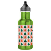Rotes grünes Aquarell Frohe Weihnachtsbaummuster Edelstahlflasche (Rechts)