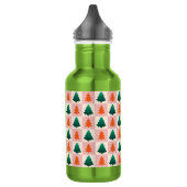 Rotes grünes Aquarell Frohe Weihnachtsbaummuster Edelstahlflasche (Links)
