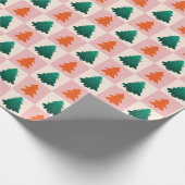 Rotes grünes Aquarell Frohe Weihnachtsbaummuster Geschenkpapier (Ecke)