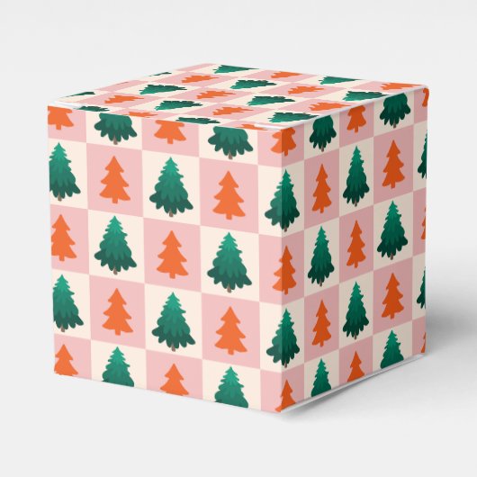 Rotes grünes Aquarell Frohe Weihnachtsbaummuster Geschenkschachtel (Vorderseite)