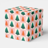 Rotes grünes Aquarell Frohe Weihnachtsbaummuster Geschenkschachtel (Rückseite)