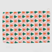 Rotes grünes Aquarell Frohe Weihnachtsbaummuster Golfhandtuch (Horizontal)