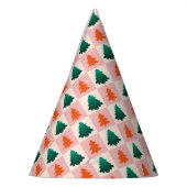 Rotes grünes Aquarell Frohe Weihnachtsbaummuster Partyhütchen (Links)