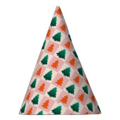 Rotes grünes Aquarell Frohe Weihnachtsbaummuster Partyhütchen (Rechts)