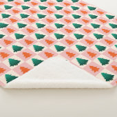 Rotes grünes Aquarell Frohe Weihnachtsbaummuster Sherpadecke (3/4)