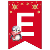 Rotes grünes Aquarell Pinguin Frohe Weihnachts-Par Wimpelkette (Zweite Fahne)