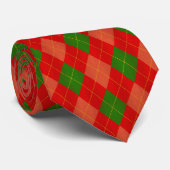 Rotes grünes Argyle-Muster Krawatte (Gerollt)
