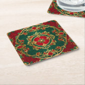 Rotes Grünes Blumendekor Urlaubspapier Untersetzer (angewinkelt)