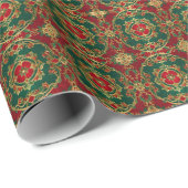 Rotes Grünes Blumendekorationspapier Geschenkpapier (Rolleneckpunkt)