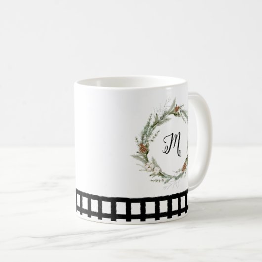 Rotes grünes Blumenkraut Wasserfarbe Schwarz überp Kaffeetasse (VorderseiteRechts)