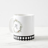 Rotes grünes Blumenkraut Wasserfarbe Schwarz überp Kaffeetasse (Vorderseite Links)