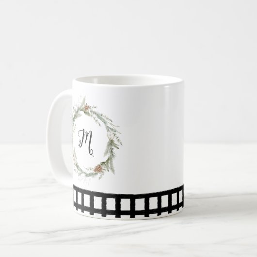 Rotes grünes Blumenkraut Wasserfarbe Schwarz überp Kaffeetasse (Vorderseite Links)