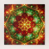 Rotes grünes dekoratives Blumenpuzzle Puzzle (Horizontal)