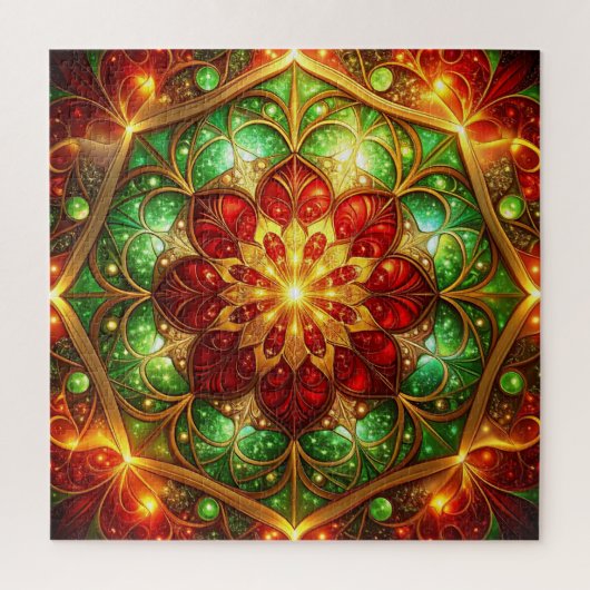 Rotes grünes dekoratives Blumenpuzzle Puzzle (Vertikal)