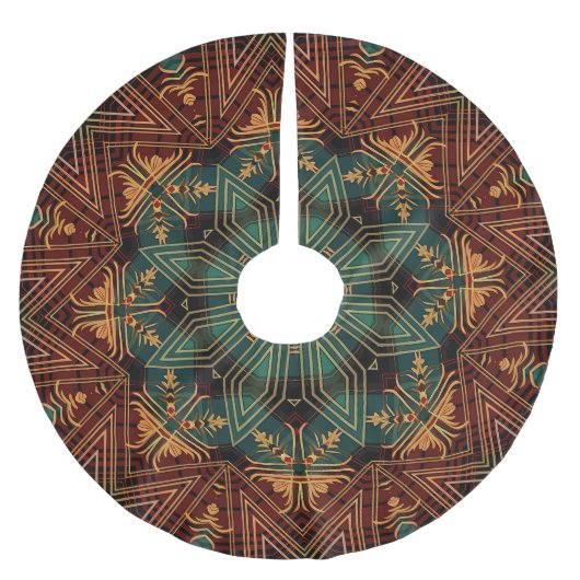 Rotes Grünes Dekoratives Holiday Tree Skirt Polyester Weihnachtsbaumdecke (Vorderseite)