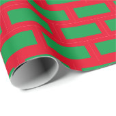 Rotes grünes Festziegelmauerpapier Geschenkpapier (Rolleneckpunkt)