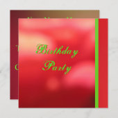 Rotes grünes Geburtstags-Party Einladung (Vorne/Hinten)