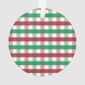 Rotes grünes Gingham-Karo-Knochenanhänger-Hundebil Ornament (Rückseite)