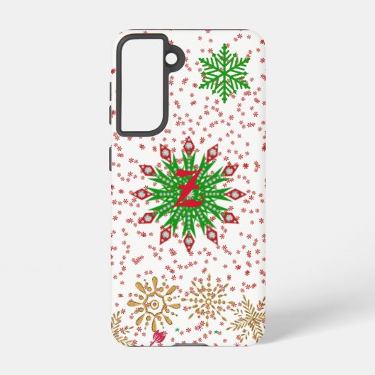 Rotes grünes Goldenes Schneeflocken Xmas Custom Mo Samsung Galaxy Hülle (Rückseite)