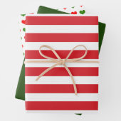Rotes grünes Herz gestreift Geschenkpapier Set (Beispiel)