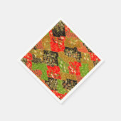 Rotes grünes japanisches Kimono-Deko-Papier Serviette (Ecke)