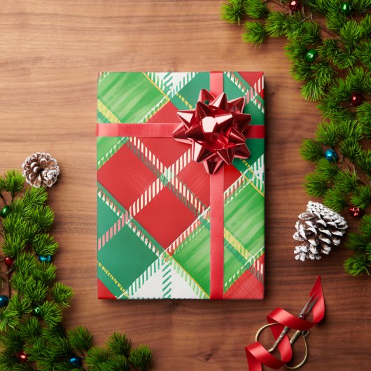 Rotes grünes Karomuster Geschenkpapier (Feiertagsgeschenk)