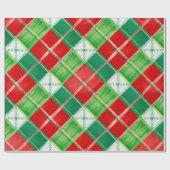 Rotes grünes Karomuster Geschenkpapier (Flach)