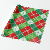 Rotes grünes Karomuster Geschenkpapier (Ungerollt)