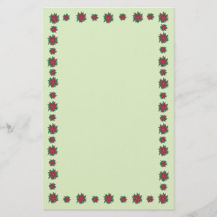 Rotes grünes Poinsettia-Blumen-Grenzbriefpapier Briefpapier
