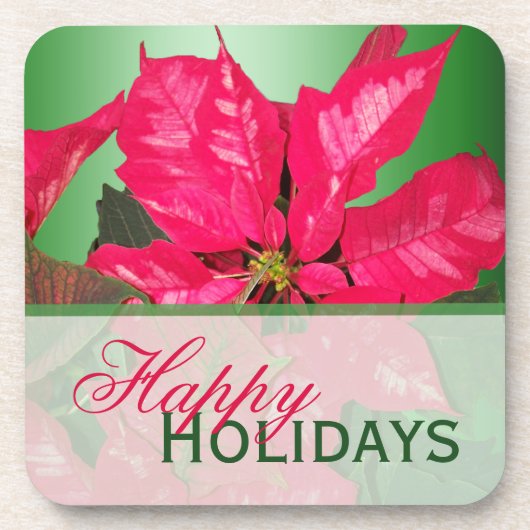 Rotes Grünes Poinsettia Untersetzer Set (6) (Vorderseite)